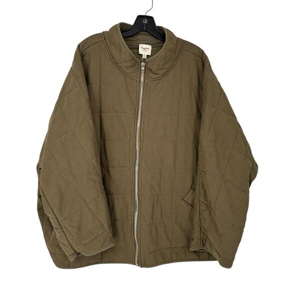 Hayden Los Angeles Quilted Oversize Jacket Coat Plus Size 1X Green Dolman Sleeve - Picture 1 of 11
